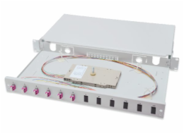 Digitus Fiber Optic Sliding Splice Box, 1U, Equipped 6x LC duplex, incl. M 25 Screw, Splice Cassette OM4 Color Pigtails, Adapter