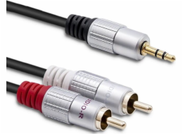 Kabel Qoltec Jack 3,5 mm – RCA (Cinch) x2 3 m černý (1_789342)