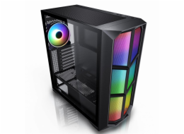 EVOLVEO Functio 3, case ATX, 1x120mm PWM ventilátor, RGB panel, průhledná bočnice, černá