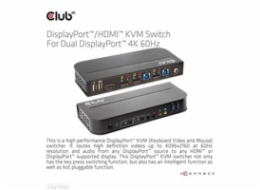 Club3D síťový přepínač - Switch, DP/HDMI KVM Switch - Dual DP 4K 60Hz