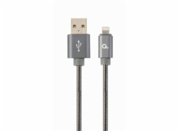 GEMBIRD CC-USB2S-AMLM-2M-BG Premium spiral metal 8-pin charging and data cable 2m metallic-grey