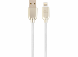 Gembird kábel nabíjací Lightning 8-pin (M) na USB 2.0 (M), prémiový, gumovo - opletený, 2 m, biely