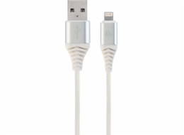 Gembird kábel nabíjací Lightning 8-pin (M) na USB 2.0 (M), prémiový, opletený, 2 m, biely