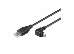 PremiumCord Kabel micro USB 2.0, A-B, konektor do úhlu 90° 1m (černý)