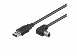 PREMIUMCORD Kabel USB 2.0 A-B propojovací 1m - zahnutý B konektor 90°