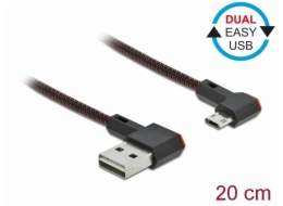 Delock Kabel EASY-USB 2.0 Typ-A samec na EASY-USB Typ Micro-B samec pravoúhlý levý / pravý 0,2 m černý