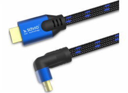 HDMI-HDMI V2.1, 1,8 m, 8k, Angular, OFC, měď, Zlaté tipy, Ethernet/3D CL-147 SAVIO Blue-Black