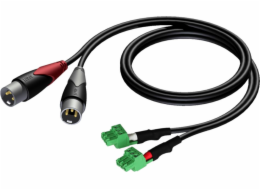 2x XLR samec kabel - 2x elektrická kostka (3 řádky-3,81 mm) 1m