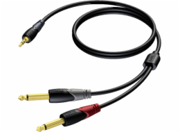 3,5mm samec stereo jack kabel – 2x 6,3mm samec mono jack 1,5m