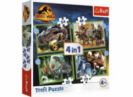 Puzzle 4v1 Strašidelní dinosauři Jurský svět