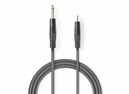 NEDIS stereo audio kabel/ 6,35 mm zástrčka - 3,5 mm zástrčka/ šedý/ 3m