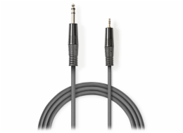 NEDIS stereo audio kabel/ 6,35 mm zástrčka - 3,5 mm zástrčka/ šedý/ 1,5m