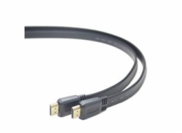 Kabel propojovací HDMI 1.4  + Ethernet plochý , zlacené konektory, 1m 