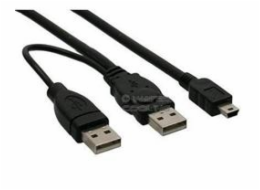 Kabel PremiumCord USB napájecí 2x USB A(M)-miniB(M), 5pin, 0,5m+0,4m