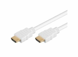 PremiumCord HDMI High Speed + Ethernet kabel, zlacené konektory, 1.5m, bílý