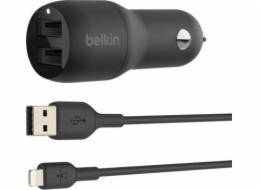 Belkin CCD001bt1MBK Belkin 24W Duální USB-A nabíječka do auta + 1m lightning kabel, černá