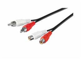 PREMIUMCORD Kabel prodlužovací audio 2x Cinch - 2x Cinch (RCA, M/F) 3m