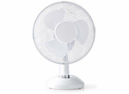 NEDIS FNTB10CWT23 stolní ventilátor/ průměr 23 cm/ výkon 22 W/ 2 rychlosti/ funkce oscilace/ kabel 1,5 m/ bílý