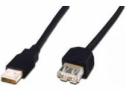 Digitus USB kabel prodlužovací A-A, 2xstíněný, měď, 3m, černý