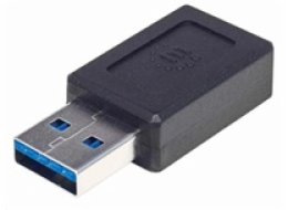 Manhattan USB adaptér, USB 3.1 Gen 2, USB-A Male na USB-C Female, 10 Gbps, černá