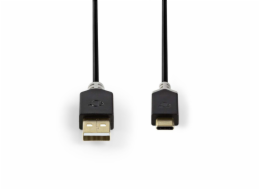 Nedis CCBW60600AT10 - USB 2.0 kabel | Typ-C Zástrčka - A Zástrčka | 1 m | Antracit