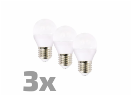 ECOLUX LED žárovka Ecolux 3-pack , miniglobe, 6W, E27, 3000K, 450lm, 3ks