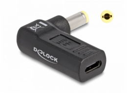 Delock Adaptér na kabel na nabíjení laptopu, ze zásuvky USB Type-C™ na zástrčku 5,5 x 2,5 mm, úhlový 90