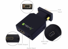 Konwerter adapter VGA + 3,5mm audio na HDMI M/F 