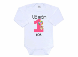 Body s potiskem New Baby Už mám 1 rok růžové