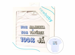 Body s potiskem New Baby 50% MAMINKA + 50% TATÍNEK - 100% JÁ modré - dárkové balení