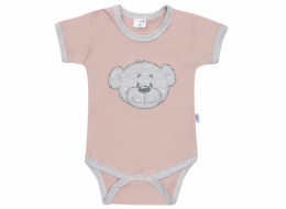 Kojenecké bavlněné body s krátkým rukávem New Baby BrumBrum old pink grey