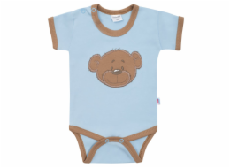 Kojenecké bavlněné body s krátkým rukávem New Baby BrumBrum blue brown