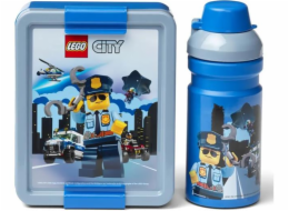Box svačinový 20 x 17,3 x 7,1 cm + láhev 390 ml, PP + silikon LEGO CITY sada 2díl.