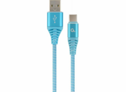 GEMBIRD CC-USB2B-AMCM-2M-VW Premium cotton braided Type-C USB charging and data cable 2m blue/white