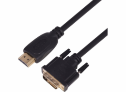 Kabel HDMI - DVI 3m. 24+1,pozlacany