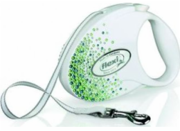 FLEXI Glam Splash Leaf with Swarovski crystals S - Dog Retractable lead - 3 m - white