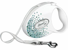 FLEXI Glam Splash Leaf with Swarovski crystals M - Dog Retractable lead - 5 m - white