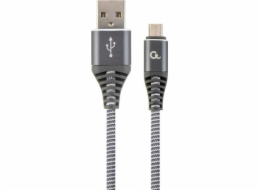 Gembird USB kabel USB 2.0 kabel (AM/microUSB M) 2m grafitově bílý textilní oplet Gembird