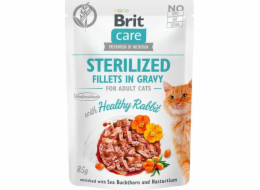 BRIT  Care Cat Pouch Sterilized - kuřecí řízky v omáčce, mokré krmivo pro kočky, 85g sáček, univerzální