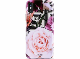 Puro Puro Glam Geo Flowers – pouzdro na iPhone Xs / X (růžové pivoňky)