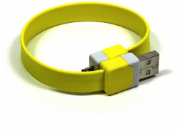 USB kabel microUSB logo na zápěstí, žluté