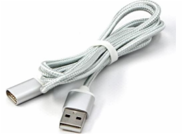 Red Fighter USB-A USB kabel – magnetický 1 m stříbrný