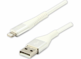 Kabel USB kabel USB kabel (2.0), USB A M - Apple Lightning C89 M, 2M, MFI Certifikát, 5V/2.4a, bílé, logo, krabice, nylonový cop, kryt hliníku