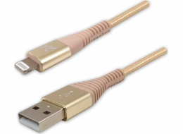 Kabel USB kabel USB kabel (2.0), USB A M - Apple Lightning C89 M, 2M, MFI Certifikát, 5V/2.4A, Zlato, Logo, Box, Nylon Braid, hliníkový kryt