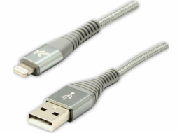 USB kabel Logo USB-A - Lightning 2 m stříbrný