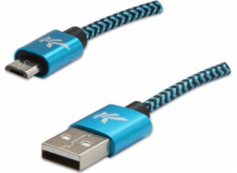 USB kabel Logo USB-A - microUSB 2 m Černomodrý