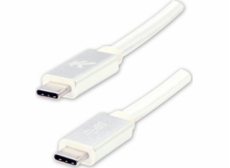 Kabel USB kabel USB kabel (3.2 Gen 1), USB C M - USB C M, 1M, 5 GB/S, 5V/3A, bílé, logo, krabice, nylonový cop, kryt hliníku konektoru