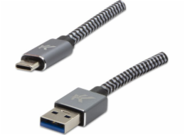 Kabel USB Logo USB-A - USB-C 1 m Černá a šedá