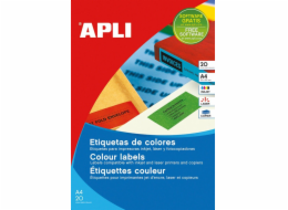 Etikety Apli Color APLI, 210x297mm, obdélníkové, žluté, 20 listů