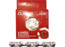 Clarks Cyklistický řetěz YBN CSL-H9CR SHIMANO CAMPAGNOLO SRAM (9 rychlostí, 1/2x11/128, 116 článků, 6,4 mm, článek řetězu, Super Light, Chrome) Samomazný stříbrný